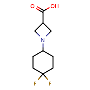 Chemical structure of 1-(4,4-Difluorocyclohexyl)azetidine-3-carboxylic acid , CAS 2007314-01-2, AChemBlock AD251011