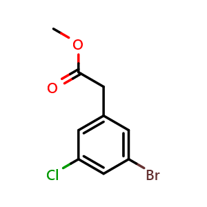 Chemical structure of Methyl 2-(3-bromo-5-chlorophenyl)acetate , CAS 960305-70-8, AChemBlock AD251020