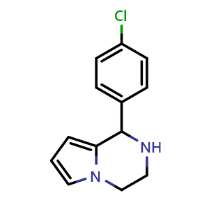 Chemical structure of 1-(4-Chloro-phenyl)-1,2,3,4-tetrahydro-pyrrolo[1,2-a]pyrazine , CAS 112758-91-5, AChemBlock AD251027