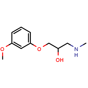 Chemical structure of 1-(3-Methoxyphenoxy)-3-(methylamino)propan-2-ol , CAS 66766-04-9, AChemBlock AD251033