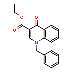Chemical structure of 1-Benzyl-4-oxo-1,4-dihydro-quinoline-3-carboxylic acid ethyl ester , CAS 53977-02-9, AChemBlock AD251037