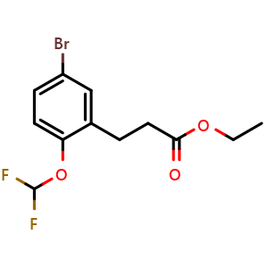 Chemical structure of Ethyl 3-[5-bromo-2-(difluoromethoxy)phenyl]propanoate , CAS 1057674-78-8, AChemBlock AD251038