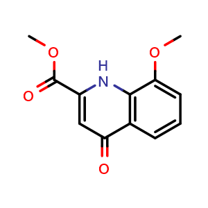 Chemical structure of Methyl 8-methoxy-4-oxo-1,4-dihydroquinoline-2-carboxylate , CAS 7101-90-8, AChemBlock AD251041