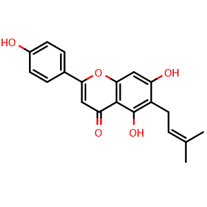 Chemical structure of 6-Prenylapigenin , CAS 68097-13-2, AChemBlock AD251044