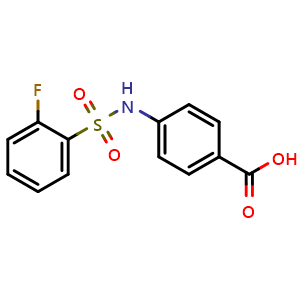Chemical structure of 4-((2-fluorophenyl)sulfonamido)benzoic acid , CAS 612041-67-5, AChemBlock AD251047