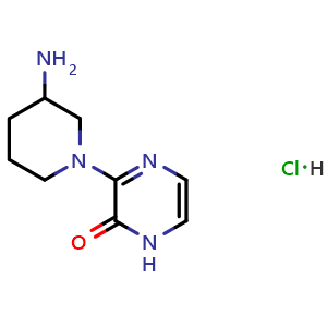 Chemical structure of 3-(3-aminopiperidin-1-yl)-1,2-dihydropyrazin-2-one hydrochloride , CAS 1638612-92-6, AChemBlock AD251058