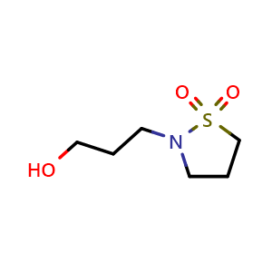 Chemical structure of 2-(3-hydroxypropyl)-1lambda6,2-thiazolidine-1,1-dione , CAS 1157045-96-9, AChemBlock AD251060