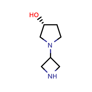 Chemical structure of (R)-1-(Azetidin-3-yl)pyrrolidin-3-ol , CAS 1257293-74-5, AChemBlock AD251062