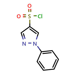Chemical structure of 1-Phenylpyrazole-4-sulfonyl chloride , CAS 18336-37-3, AChemBlock AD251072