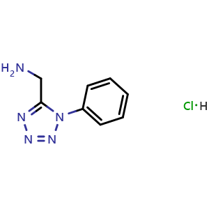 Chemical structure of (1-Phenyl-5-tetrazolyl)methanamine hydrochloride , CAS 107269-65-8, AChemBlock AD251076