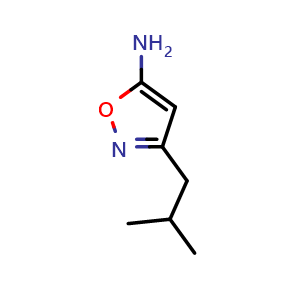 Chemical structure of 3-(2-Methylpropyl)-1,2-oxazol-5-amine , CAS 1057064-36-4, AChemBlock AD251078