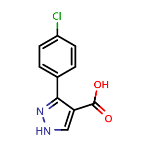 Chemical structure of 3-(4-Chlorophenyl)pyrazole-4-carboxylic acid , CAS 135641-91-7, AChemBlock AD251085