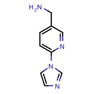 Chemical structure of [6-(1H-imidazol-1-yl)pyridin-3-yl]methanamine , CAS 914637-08-4, AChemBlock AD251089