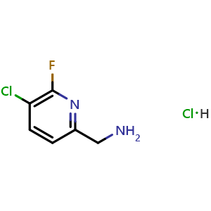Chemical structure of (5-Chloro-6-fluoro-2-pyridyl)methanamine hydrochloride , CAS 1909336-85-1, AChemBlock AD251102