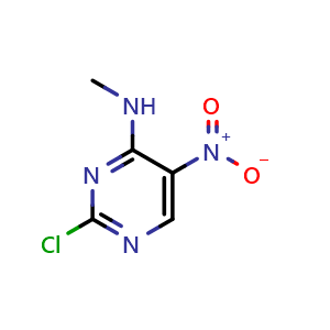 Chemical structure of 2-Chloro-4-(methylamino)-5-nitropyrimidine , CAS 89283-49-8, AChemBlock AD251109