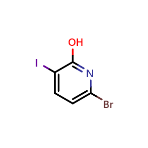 Chemical structure of 6-Bromo-2-hydroxy-3-iodopyridine , CAS 1820674-50-7, AChemBlock AD251116