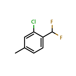 Chemical structure of 3-Chloro-4-(difluoromethyl)toluene , CAS 1261760-76-2, AChemBlock AD251127