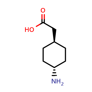 Chemical structure of trans-4-Aminocyclohexylacetic acid , CAS 2952-00-3, AChemBlock AD251131