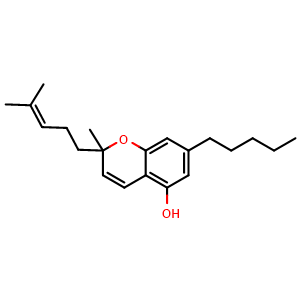 Chemical structure of 2-methyl-2-(4-methylpent-3-en-1-yl)-7-pentyl-2H-chromen-5-ol , CAS 20675-51-8, AChemBlock AD251139