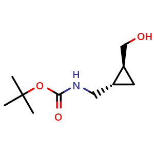 Chemical structure of N-Boc-[(1S,2S)-2-(aminomethyl)cyclopropyl]methanol , CAS 1262755-28-1, AChemBlock AD251149