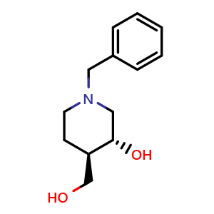 Chemical structure of rel-(3R,4R)-1-benzyl-4-(hydroxymethyl)hexahydropyridin-3-ol , CAS 41632-38-6, AChemBlock AD251152