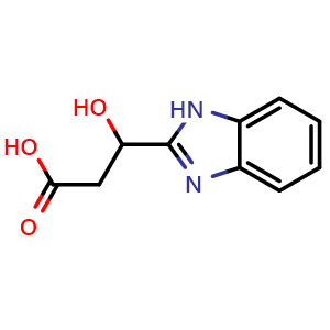 Chemical structure of 3-(1H-benzimidazol-2-yl)-3-hydroxypropanoic acid , CAS 99072-13-6, AChemBlock AD251154