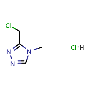 Chemical structure of 3-(chloromethyl)-4-methyl-4H-1,2,4-triazole hydrochloride , CAS 135206-77-8, AChemBlock AD251158