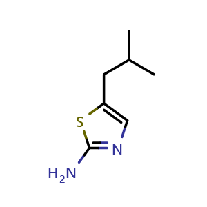 Chemical structure of 5-(2-Methylpropyl)-1,3-thiazol-2-amine , CAS 267658-06-0, AChemBlock AD251160