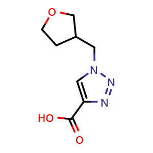 Chemical structure of 1-(oxolan-3-ylmethyl)-1H-1,2,3-triazole-4-carboxylic acid , CAS 1248946-64-6, AChemBlock AD251161