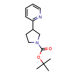 Chemical structure of 2-(1-Boc-3-pyrrolidinyl)pyridine , CAS 1416375-02-4, AChemBlock AD251173