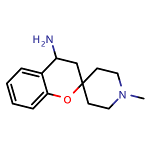Chemical structure of 1'-Methyl-3,4-dihydrospiro[1-benzopyran-2,4'-piperidin]-4-amine , CAS 70505-90-7, AChemBlock AD251203