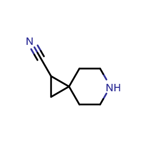 Chemical structure of 6-Azaspiro[2.5]octane-1-carbonitrile , CAS 1541978-03-3, AChemBlock AD251212