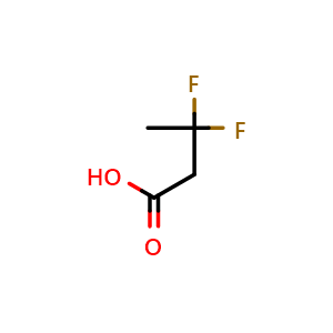 Chemical structure of 3,3-Difluorobutanoic acid , CAS 2366-61-2, AChemBlock AD251216