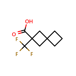 Chemical structure of 2-(Trifluoromethyl)spiro[3.3]Heptane-2-carboxylic acid , CAS 2166650-85-5, AChemBlock AD251217