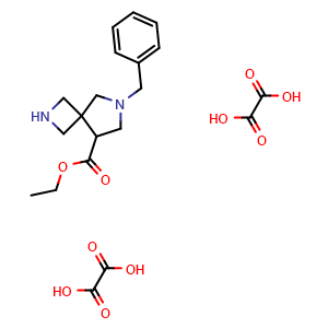 Chemical structure of Ethyl 6-benzyl-2,6-diazaspiro[3.4]Octane-8-carboxylate dioxalate , CAS 2320824-94-8, AChemBlock AD251219