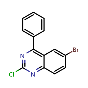 Chemical structure of 6-Bromo-2-chloro-4-phenylquinazoline , CAS 64820-57-1, AChemBlock AD251233