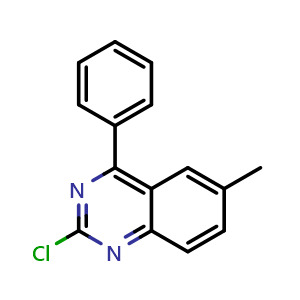 Chemical structure of 2-Chloro-6-methyl-4-phenylquinazoline , CAS 5185-55-7, AChemBlock AD251234