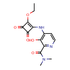 Chemical structure of 4-((2-Ethoxy-3,4-dioxocyclobut-1-en-1-yl)amino)-3-hydroxy-N,N-dimethylpicolinamide , CAS 1255917-94-2, AChemBlock AD251236