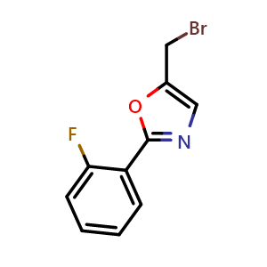 Chemical structure of 5-(Bromomethyl)-2-(2-fluorophenyl)oxazole , CAS 2098091-29-1, AChemBlock AD251250