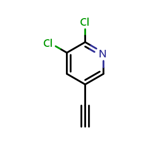 Chemical structure of 2,3-Dichloro-5-ethynylpyridine , CAS 1256811-44-5, AChemBlock AD251274