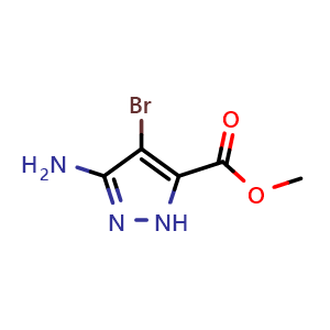Chemical structure of Methyl 3-amino-4-bromo-1H-pyrazole-5-carboxylate , CAS 913065-21-1, AChemBlock AD251290