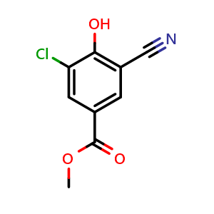 Chemical structure of Methyl 3-chloro-5-cyano-4-hydroxybenzoate , CAS 1285573-82-1, AChemBlock AD251293