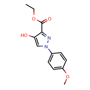 Chemical structure of Ethyl 4-hydroxy-1-(4-methoxyphenyl)-1H-pyrazole-3-carboxylate , CAS 39683-26-6, AChemBlock AD251303