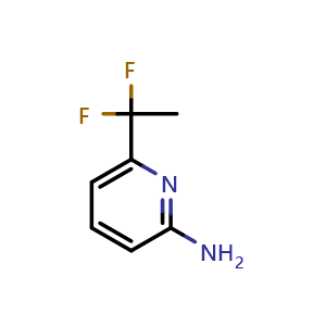 Chemical structure of 6-(1,1-Difluoroethyl)pyridin-2-amine , CAS 1211515-86-4, AChemBlock AD251308