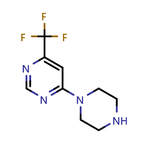 Chemical structure of 4-(1-Piperazinyl)-6-(trifluoromethyl)pyrimidine , CAS 845616-55-9, AChemBlock AD251314