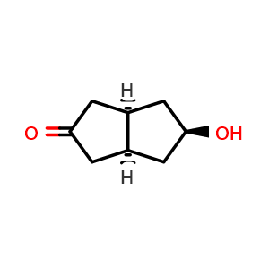Chemical structure of (3aR,5s,6aS)-5-hydroxy-3,3a,4,5,6,6a-hexahydro-1H-pentalen-2-one , CAS 71909-64-3, AChemBlock AD251323