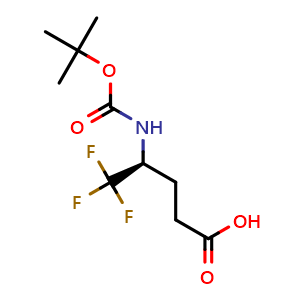 Chemical structure of (S)-4-((tert-Butoxycarbonyl)amino)-5,5,5-trifluoropentanoic acid , CAS 1844121-29-4, AChemBlock AD251324