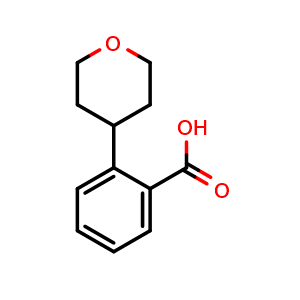 Chemical structure of 2-(Tetrahydro-2H-pyran-4-yl)benzoic acid , CAS 1551302-35-2, AChemBlock AD251329