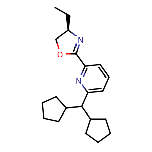 Chemical structure of (R)-2-(6-(Dicyclopentylmethyl)pyridin-2-yl)-4-ethyl-4,5-dihydrooxazole , AChemBlock AD251341