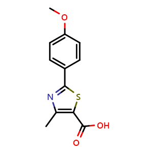 Chemical structure of 2-(4-Methoxyphenyl)-4-methyl-1,3-thiazole-5-carboxylic acid , CAS 54001-16-0, AChemBlock AD251358